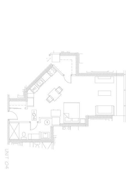 Floor plan for studio, 1 bath, 730 sqft
