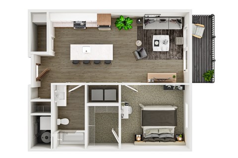 Floor plan for 1 bed, 1 bath, 712 sqft