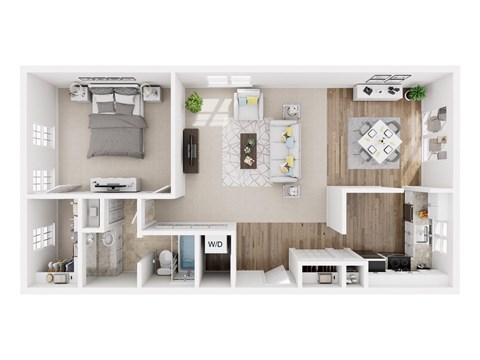 Floor plan for 1 bed, 1 bath, 900 sqft