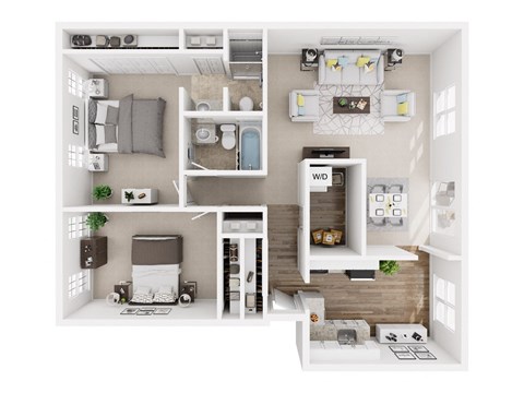 Floor plan for 2 beds, 2 baths, 1200 sqft