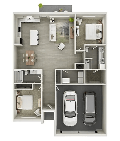 Floor plan for 2 beds, 2 baths, 1341 sqft