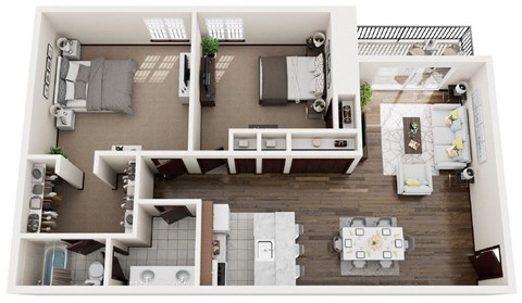 Floor plan for 2 beds, 1 bath, 820 sqft