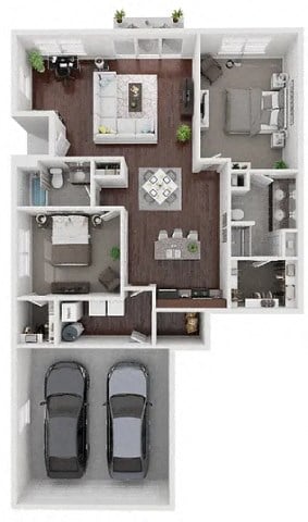 Floor plan for 2 beds, 2 baths, 1328 sqft