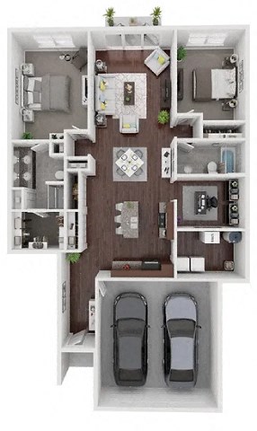 Floor plan for 2 beds, 2 baths, 1485 sqft