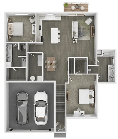 Floor plan for 2 beds, 2 baths, 1518 sqft