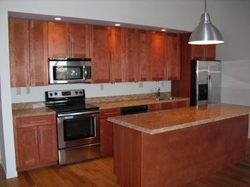 Sleek stainless steel appliances*