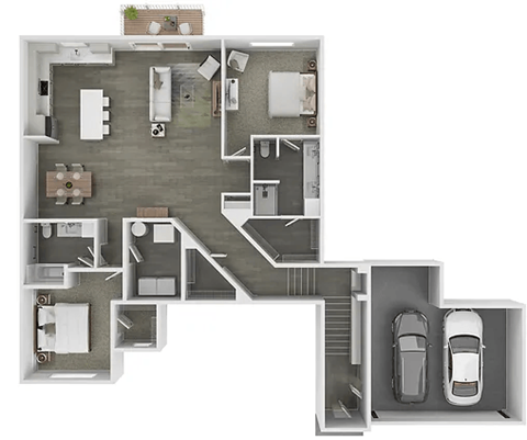 Floor plan for 2 beds, 2 baths, 1574 sqft