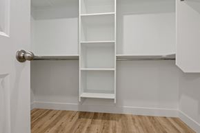 Eagle Mountain apartment for rent - A white closet with shelves and a door.