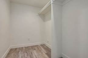 Saratoga Springs apartment for rent - a bedroom with white walls and wood flooring and a closet