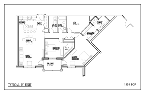 Floor plan for 2 beds, 2 baths, 1468 sqft