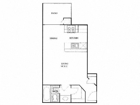 Floor plan for studio, 1 bath, 430 sqft