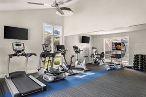 Chapel Hill apartment for rent - a gym with treadmills and other exercise equipment and a window