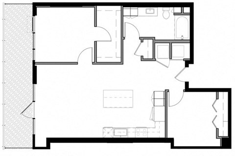 Floor plan for 2 beds, 1 bath, 1017 sqft
