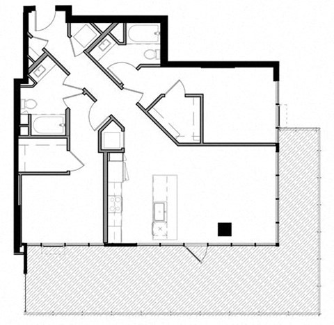 Floor plan for 2 beds, 2 baths, 1185 sqft