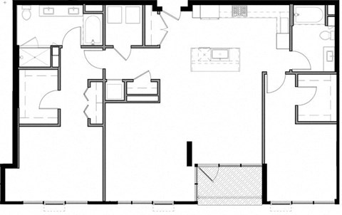 Floor plan for 2 beds, 2 baths, 1653 sqft