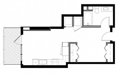 Floor plan for studio, 1 bath, 540 sqft