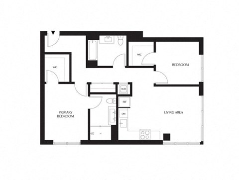 Floor plan for 2 beds, 2 baths, 1052 sqft