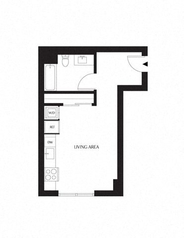 Floor plan for studio, 1 bath, 412 sqft