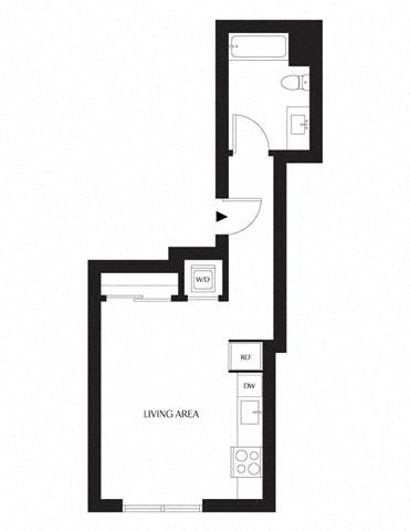 Floor plan for studio, 1 bath, 433 sqft