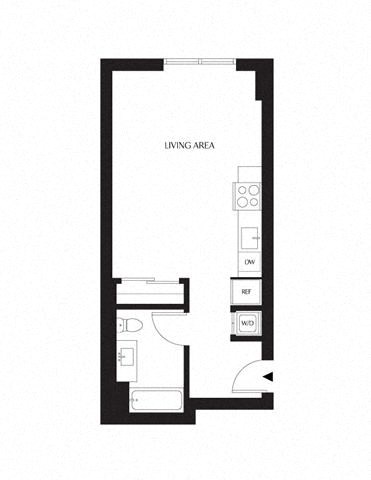 Floor plan for studio, 1 bath, 465 sqft