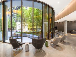 Washington apartment for rent - the lobby or reception area of a hotel with chairs and a pool
