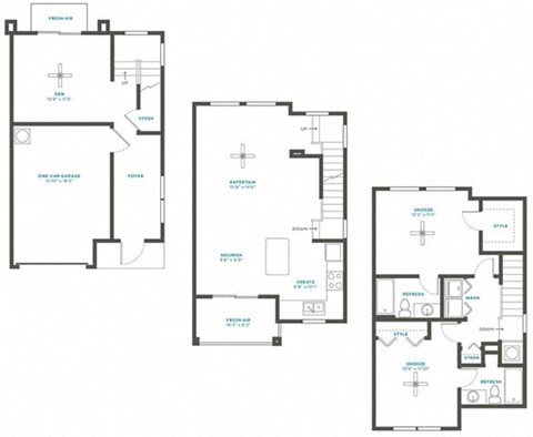Floor plan for 2 beds, 2 baths, 1520 sqft