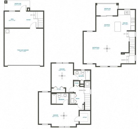 Floor plan for 2 beds, 2 baths, 1547 sqft