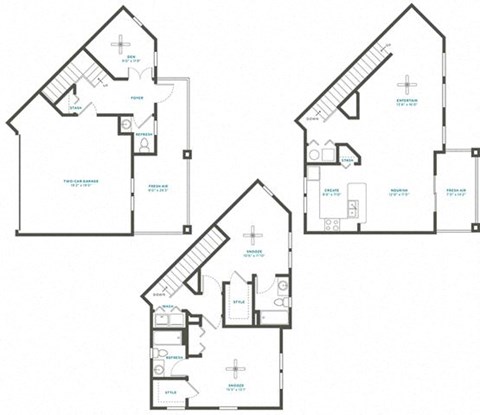 Floor plan for 2 beds, 2.5 baths, 1724 sqft