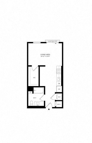 Floor plan for studio, 1 bath, 537 sqft