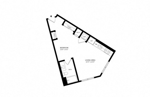 Floor plan for studio, 1 bath, 560 sqft