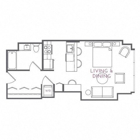 Floor plan for studio, 1 bath, 540 sqft