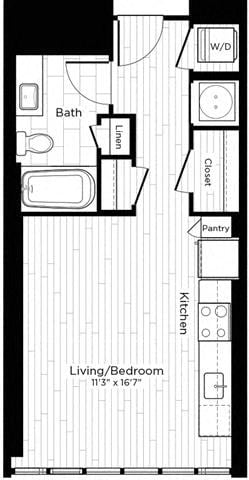 Floor plan for studio, 1 bath, 426 sqft