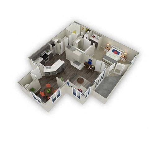 Floor plan for 1 bed, 1 bath, 793 sqft