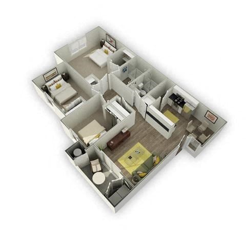 Floor plan for 3 beds, 2 baths, 1320 sqft