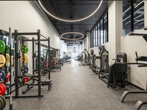 Bronx apartment for rent - the gym at the building is equipped with weights and cardio equipment