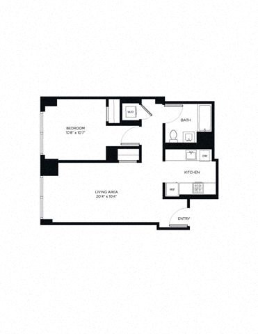 Floor plan for 1 bed, 1 bath, 699 sqft