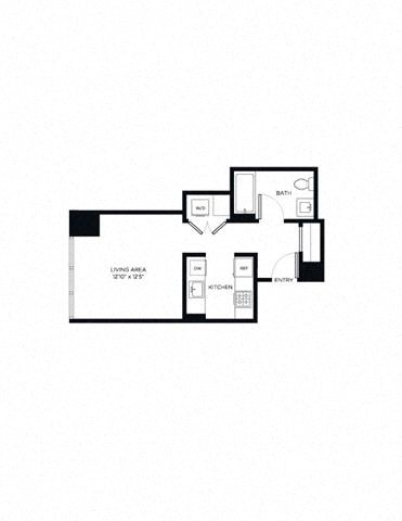 Floor plan for studio, 1 bath, 429 sqft