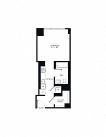 Floor plan for studio, 1 bath, 524 sqft