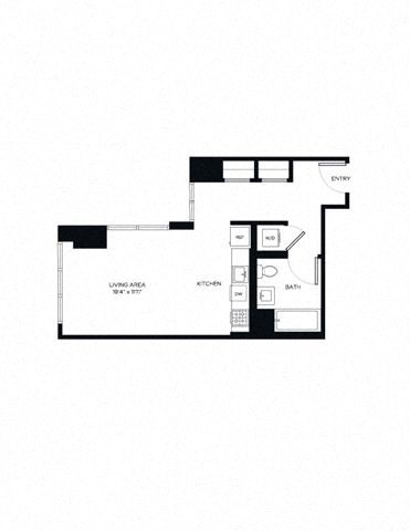 Floor plan for studio, 1 bath, 525 sqft