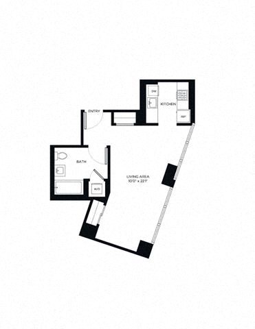 Floor plan for studio, 1 bath, 530 sqft