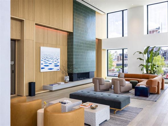 Brooklyn apartment for rent - a living room filled with furniture and a large window