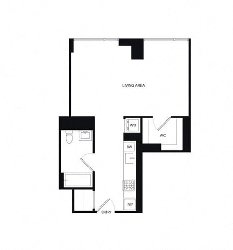 Floor plan for studio, 1 bath, 552 sqft
