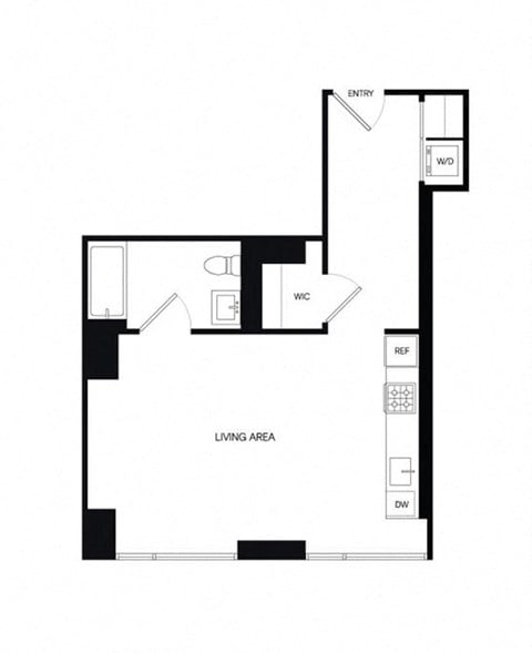 Floor plan for studio, 1 bath, 560 sqft