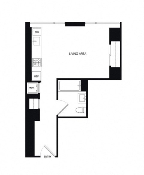 Floor plan for studio, 1 bath, 465 sqft