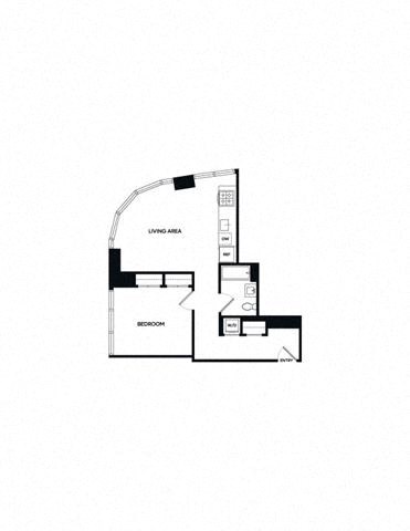 Floor plan for 1 bed, 1 bath, 695 sqft