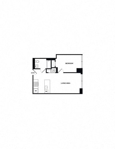 Floor plan for 1 bed, 1 bath, 639 sqft
