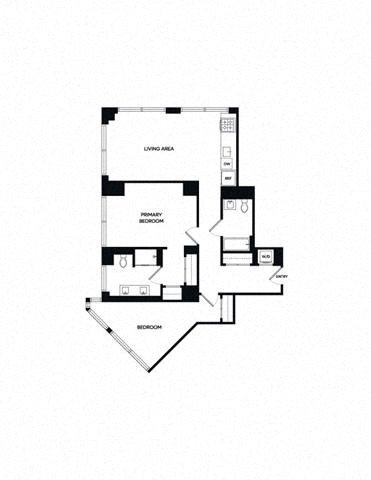 Floor plan for 2 beds, 2 baths, 1154 sqft