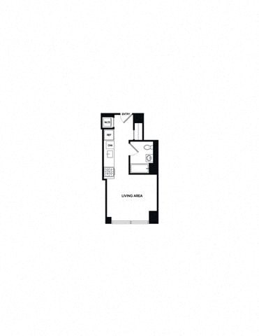 Floor plan for studio, 1 bath, 379 sqft