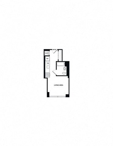 Floor plan for studio, 1 bath, 382 sqft