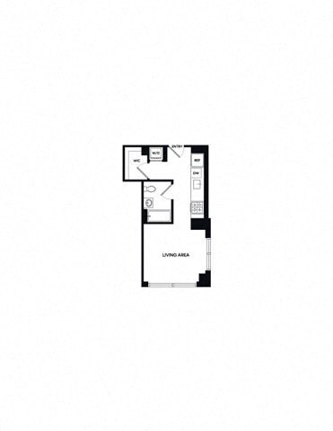 Floor plan for studio, 1 bath, 425 sqft